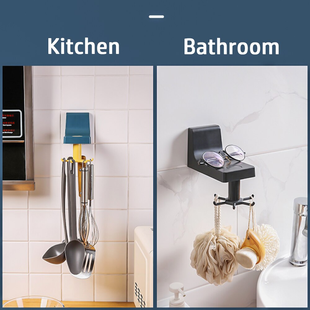 Retractable Rotating Hook Kitchen Accesorios Storage Bathroom Organizar Storage Rack Rotated Holder Wall Mounted Hanging Hook