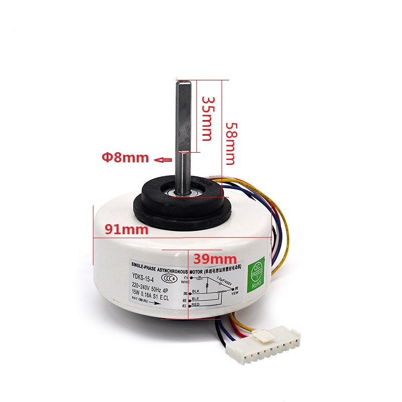 Moteur asynchrone monophasé de YDKS-15-4 15W 0.18A 4P pour la climatisation d'intérieur de médias