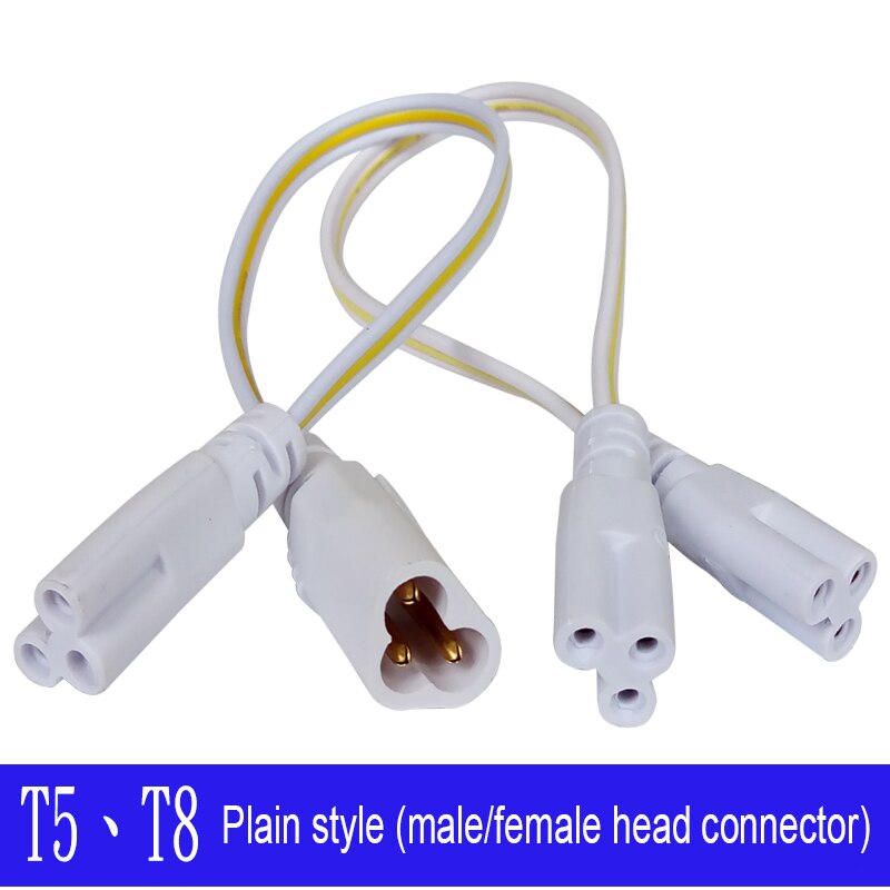 Cable de conexión de tubo de luz LED T4 T5 T8, conector de tubo LED de 3 pines, Cable de doble extremo hembra/macho + hembra, 10 unids/lote