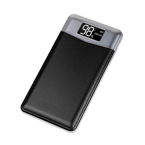 Slim 20000 mAh Power Bank Portable Ultra-thin Polymer Powerbank battery power-bank 20000mah With Dual LED Light for Mobile Phone: Black