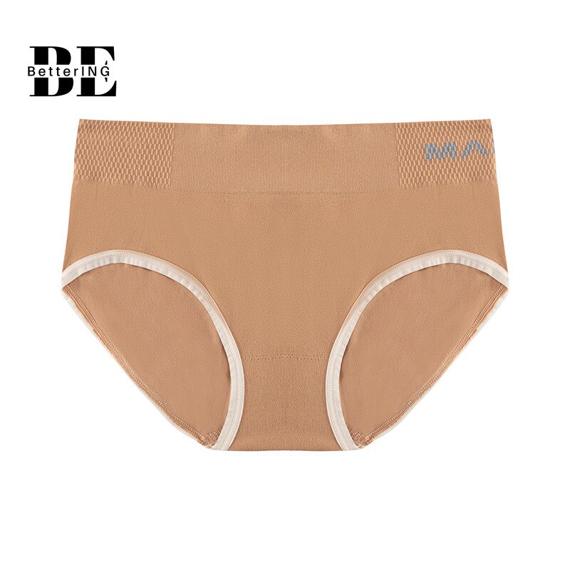 Ropa interior deportiva sin costuras de cintura media-alta para mujer, bragas japonesas antibacterianas de algodón, estiramiento de cadera y Barriga, talla grande