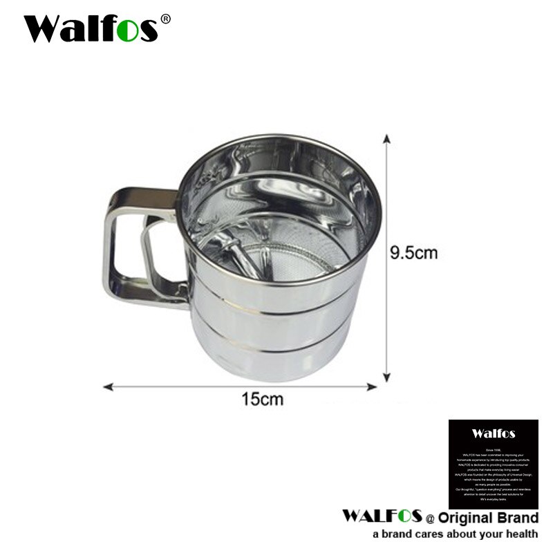 Walfos Rvs Mesh Zeefje Mechanische Bakken Poedersuiker Shaker Zeef Cup Vorm Bakvormen Gereedschap: Default Title