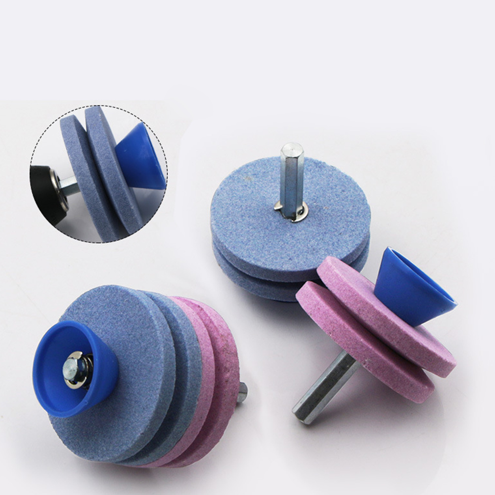 Afilador de cortacésped de 56MM, piedra de afilar de cuatro capas, afilador de cuchillas para cortacésped, taladro de doble molienda, cortes de taladro de molienda universales