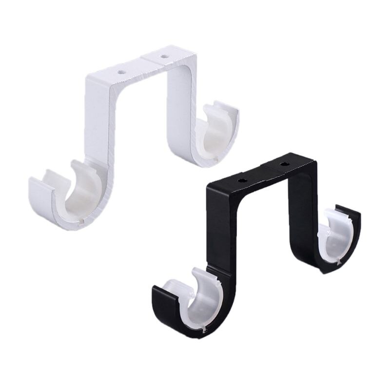 2pcs Double Curtain Rod Brackets Window Hardware Hook Holder Hanger Home Decor X4YD