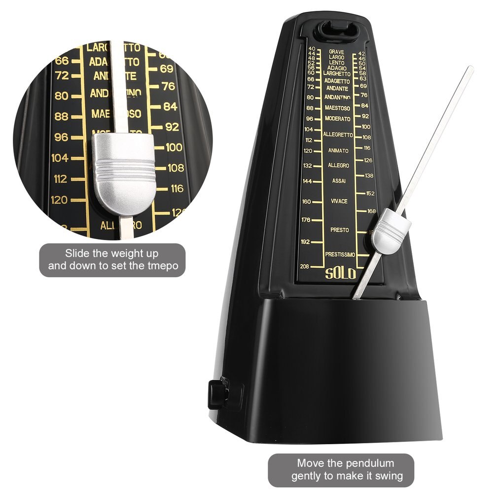 OUTAD Traditional Wind Up Mechanical Metronome for Piano Guitar Bass Drum Violin Musical Instruments Musicians