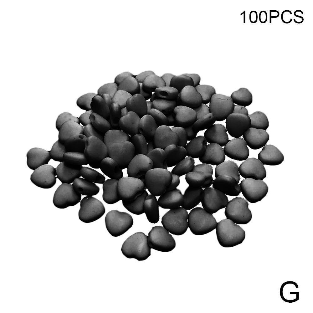 100Pcs 9/10Mm Platte Aanpassing Gesp Kralen Silicagel Bottons Voor Masker Elastische Koord Stopper Touw Slot diy Strap Cord End: Heart shape black