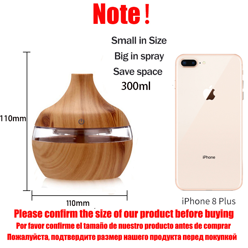 300Ml Usb Elektrische Aroma Air Diffuser Hout Ultrasone Luchtbevochtiger Essentiële Olie Aromatherapie Cool Mist Maker Voor Thuis Auto