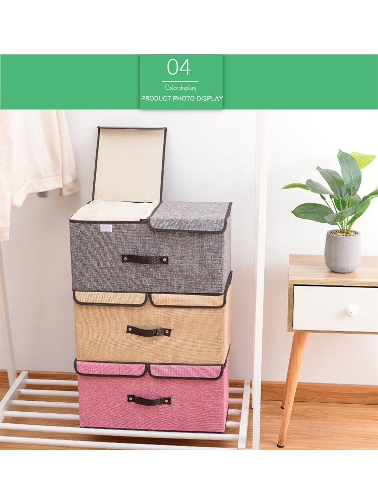 Folding Storage Cabinet Home Storage Box Fabric Cotton And Linen Toys Clothes Storage Box Portable Cover Organizer Box