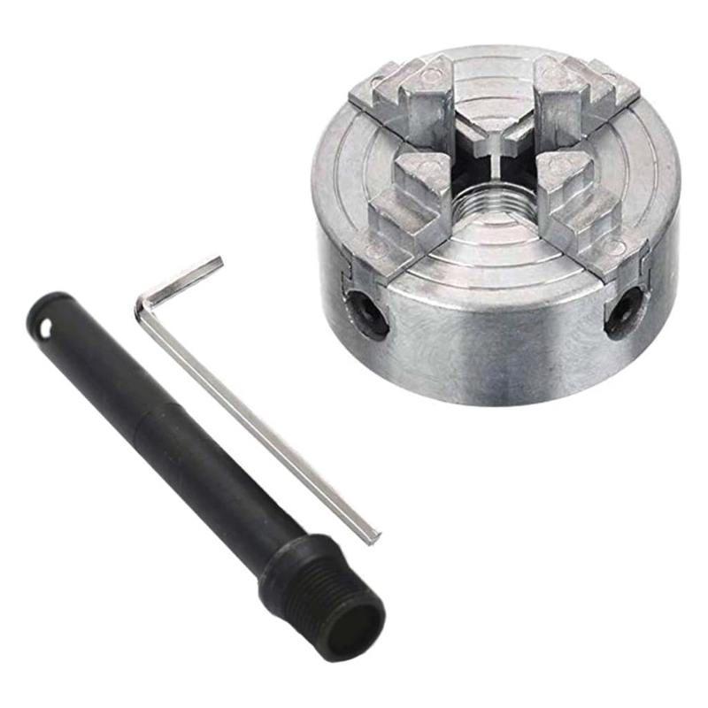 4 Jaw Lathe Chuck Wood Lathe Chuck Wood Turning Clamp Zinc Alloy Silver Milling Drilling Tool Threaded Back for machine M4YD