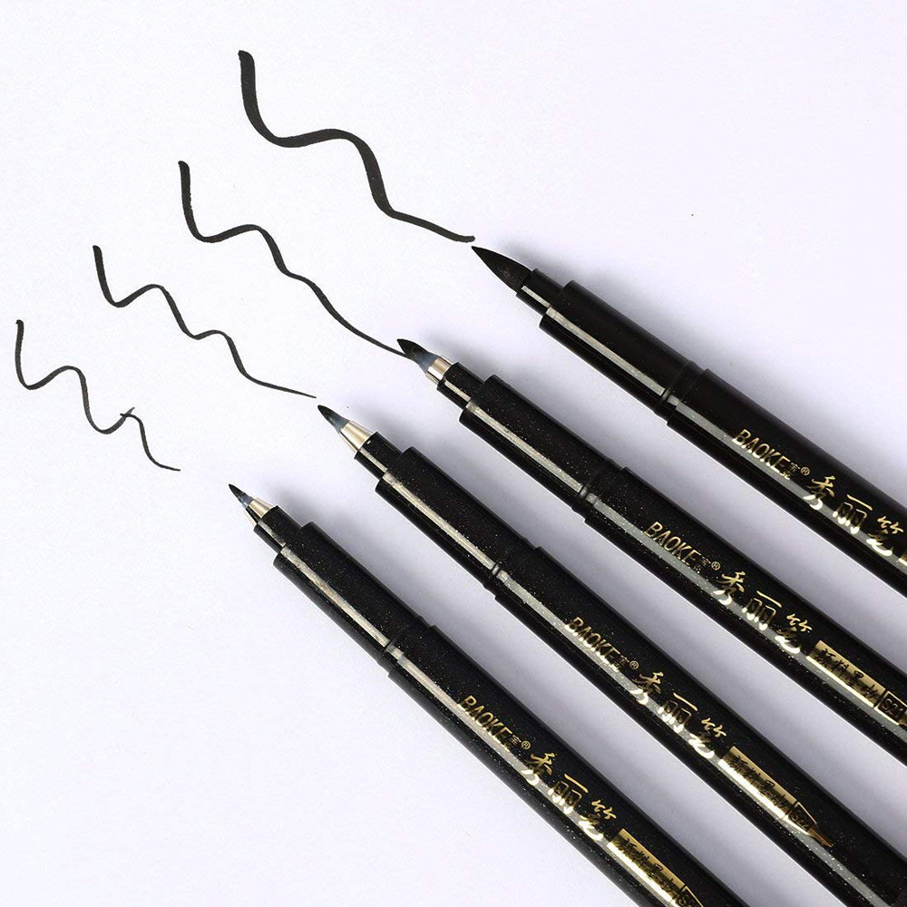 4 Sizes Ink Calligraphy Pen Hand Lettering Pens Brush Markers Drawing Art Marker