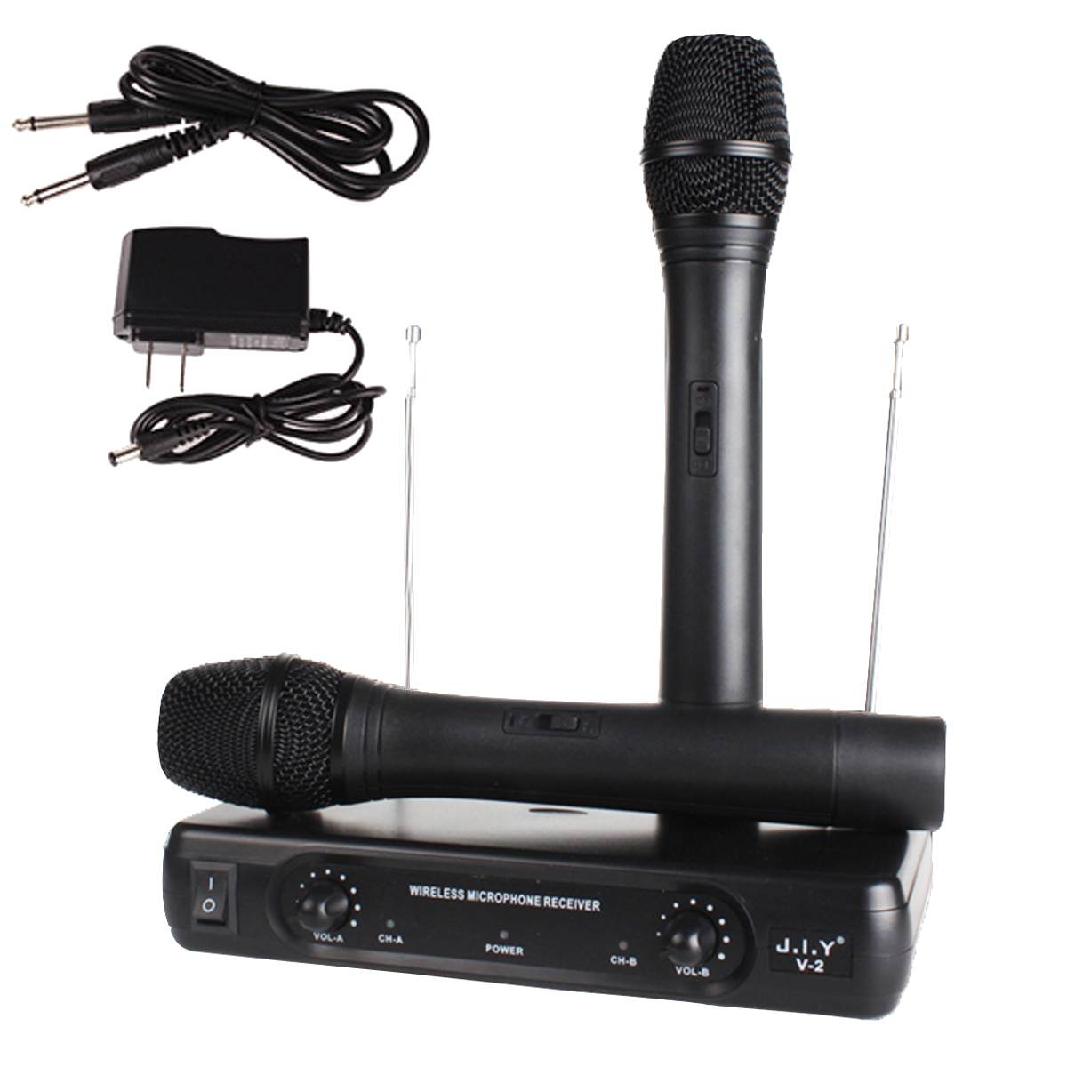 Dual Wireless Microphone System Cordless Microphone Speaker Handheld Microphone Karaoke Mic Music Player