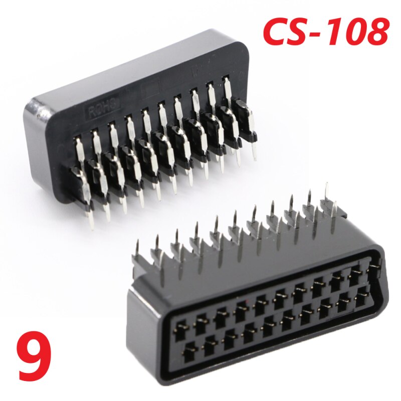 Scart 21pin broom head connector Socket set-top box STB with shield screw holes: 9