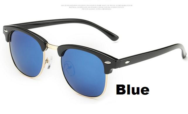 F3 Classic Half Metal Gepolariseerde Zonnebril Mannen Vrouwen Spiegel Zonnebril Mode Vrouwelijke Gafas EEN UV400: Blue