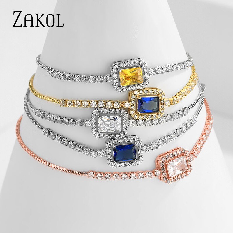 Zakol Luxe Vrouwen Lady Aaa Zirconia Verstelbare Koord Sieraden Armbanden Vriendschap Armbanden Voor FSBP2224