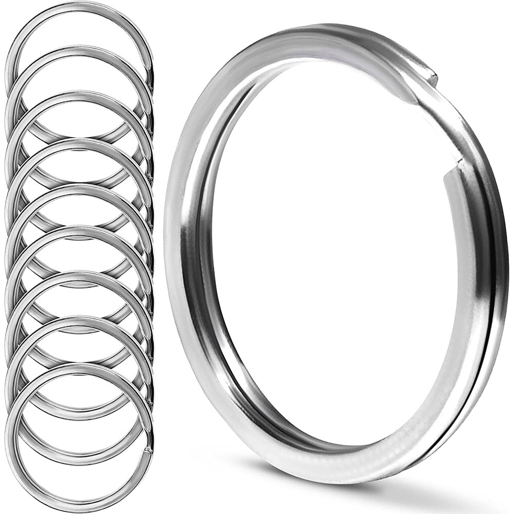 20 st nyckelringar i rostfritt stål, 15-50mm runda, platta, delade ringar, nyckelring för nyckelringstillverkning, gör-det-själv handgjorda smyckesaccessoarer