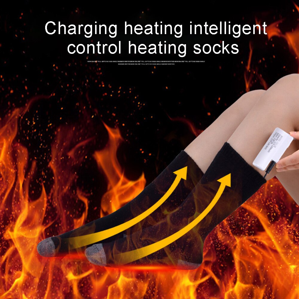 Unisex Winter Heated Socks With Battery Rechargeable Temperature Adjustable Electric Carbon Fiber Heating Warm Feet Cotton Sock