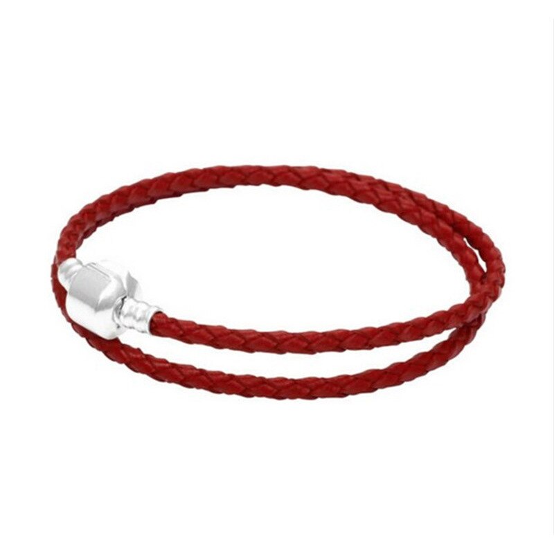 Bracelet 925 Sterling Silver charm leather brads Men and women-class DIY Bracelet Jewelry: PAB020 / 42cm