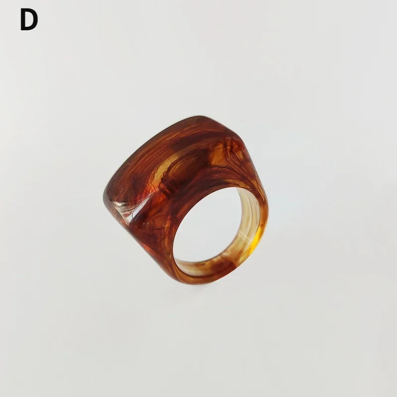 Bague créative en résine acrylique, Vintage, Simple, géométrique, carrée, pour femmes et hommes, bijoux: Rouge