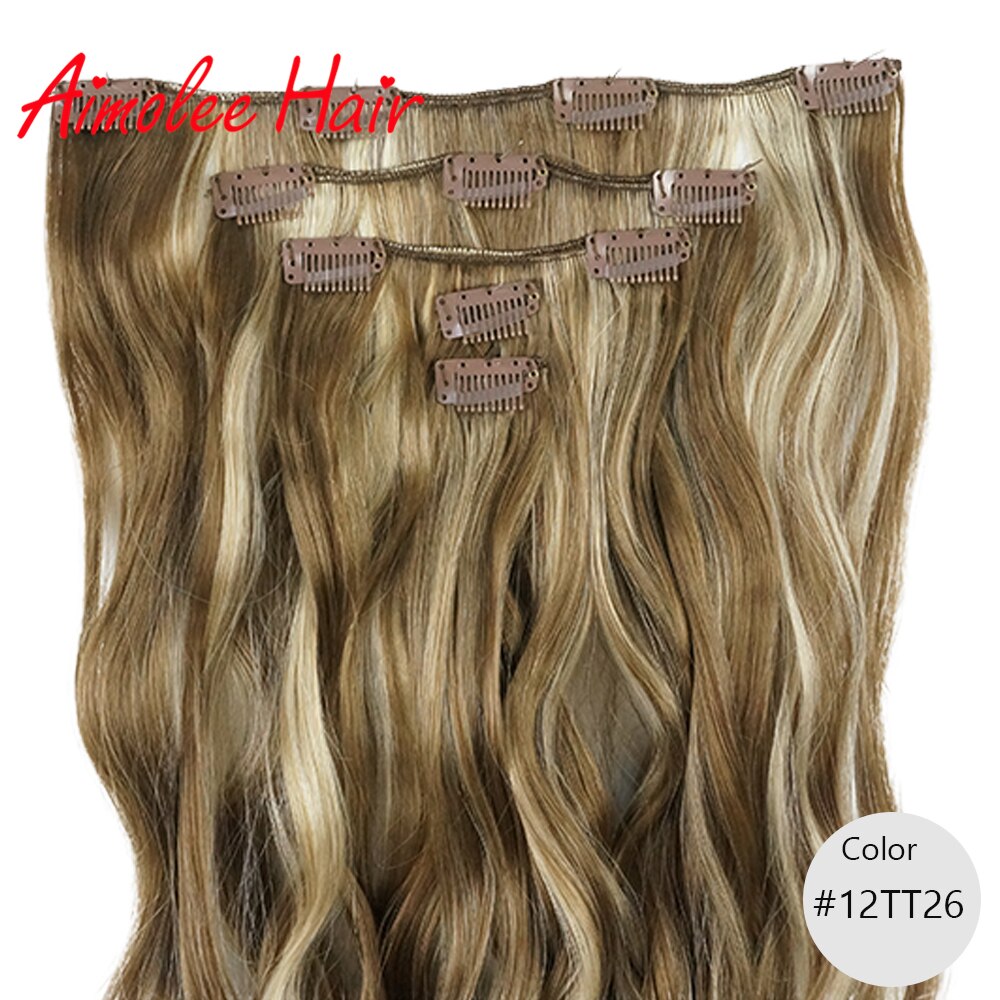 20 " lang 5 stk/sæt bølget sort brun highlight hair extension syntetisk 11 clips in on hair extensions varmebestandigt hårstykke