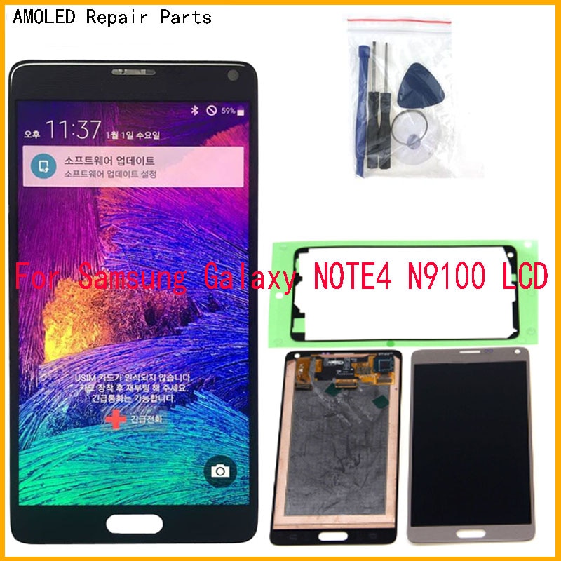 NOTE4 Lcd Origineel Voor Samsung Galaxy Note 4 N9100 N910C N910A N910F Lcd-scherm Touch Digitizer Met Shadow Reparatie Onderdelen