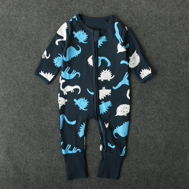 Cartoon Dinosaur Patterned Long-Sleeve Jumpsuit Zip 1.02