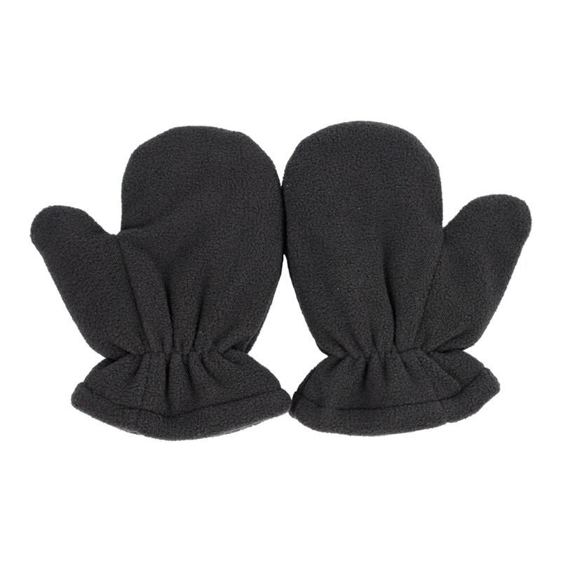 Baby Gloves Winter Warm Plus Velvet Mittens Children Kids Lined Fleece Gloves: Dark gray L