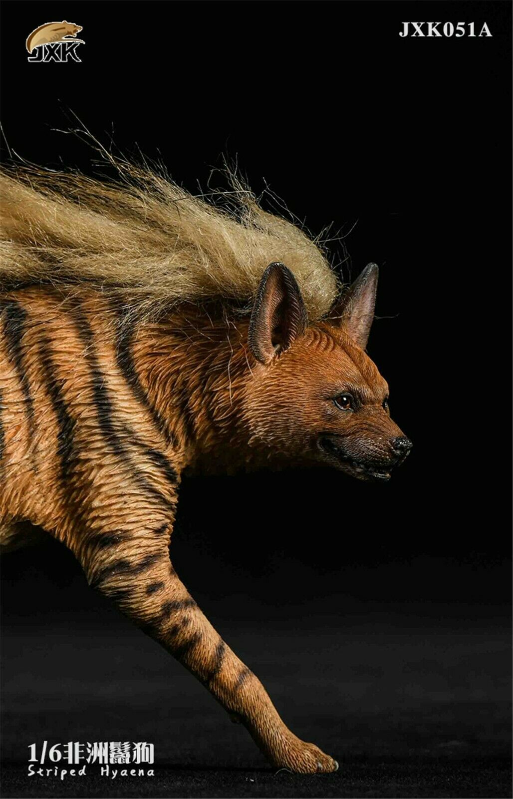 JXK 1:6 Scale Africa Striped Hyaena Figure Dog Hyaenidae Animal Collector Toy Resin Decoration