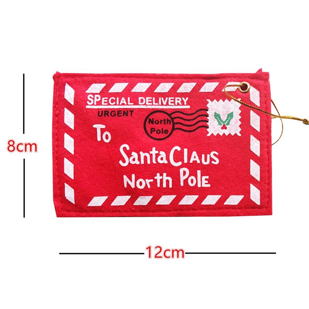10pcs Christmas Santa Claus Wishing Letter Envelope Hanging Decor Christmas Tree Cards Candy Bags For Party