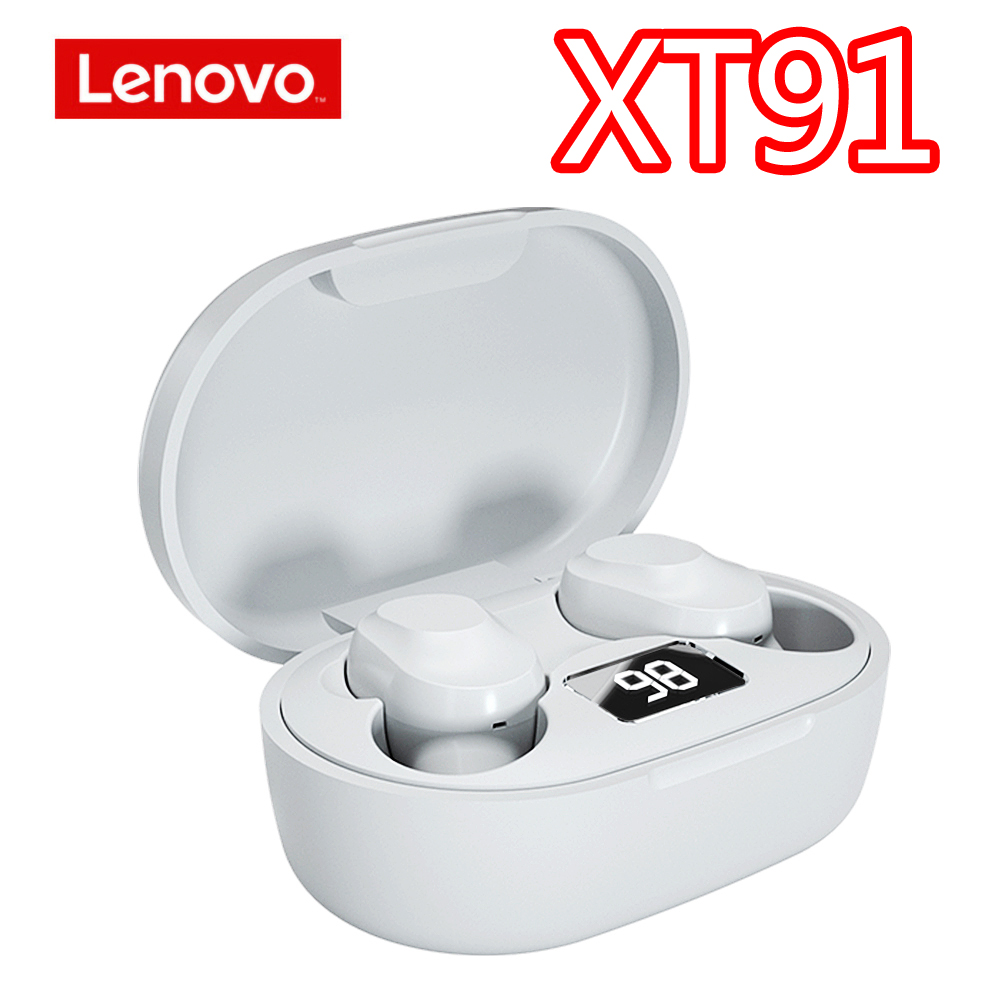 Originele Lenovo LP12 XT82 XT91 XT95 Bluetooth Oortelefoon Draadloze Hoofdtelefoon Sport Headset QT81 LP3 HQ08 Intelligente Led Display: XT91 White