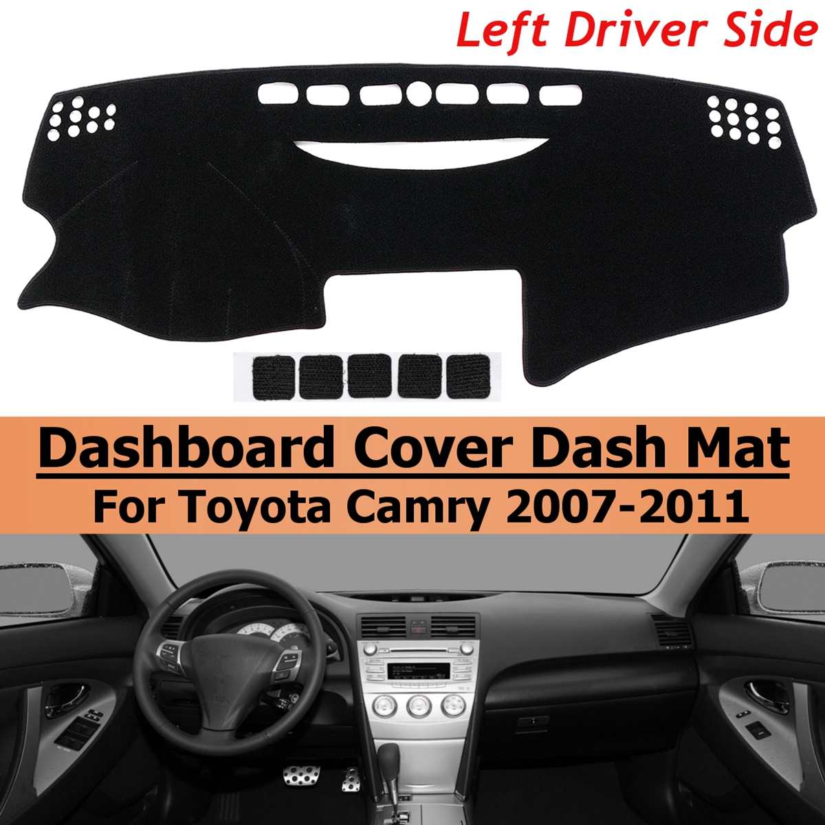 Zwart Linkerhand Antislip Auto Dash Mat Dashboard Cover Pad Voor Toyota Camry 2007 auto Styling Accessoires