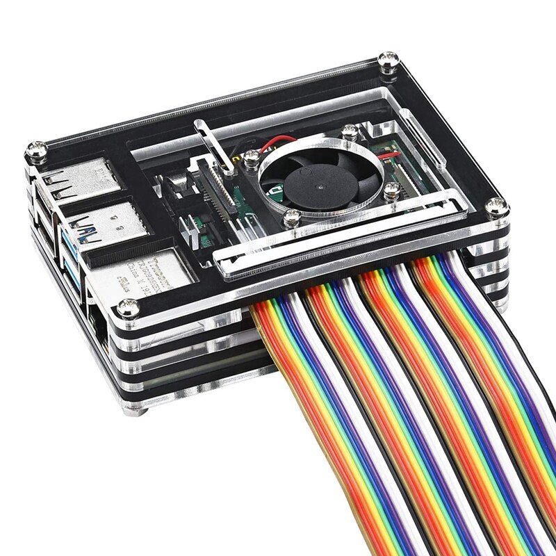 Acrylic Case for Raspberry Pi 4 Model B,Case with Cooling Fan for Raspberry Pi,with Heatsinks for Raspberry Pi 4 Model B