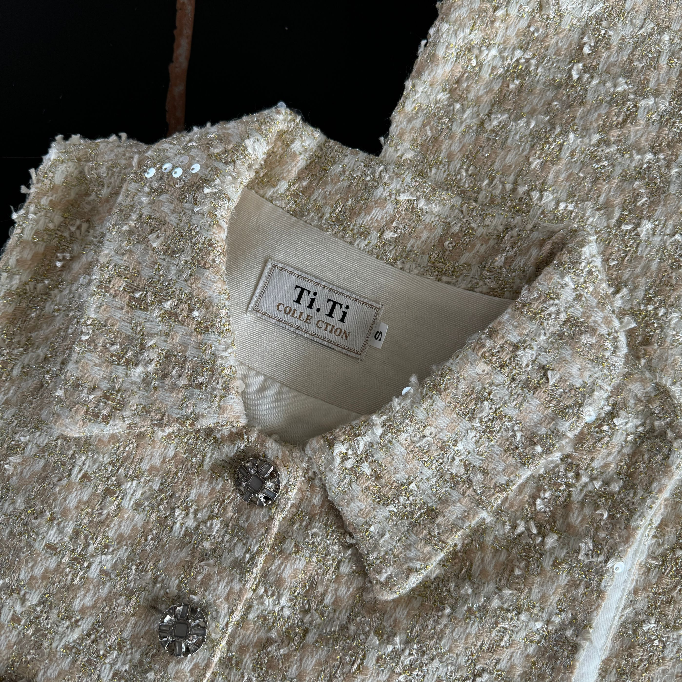 Kvinners årgang todelt paljett tweed kort kjole dame sommer høy gate ermeløs nedkrage kort singlet + shorts