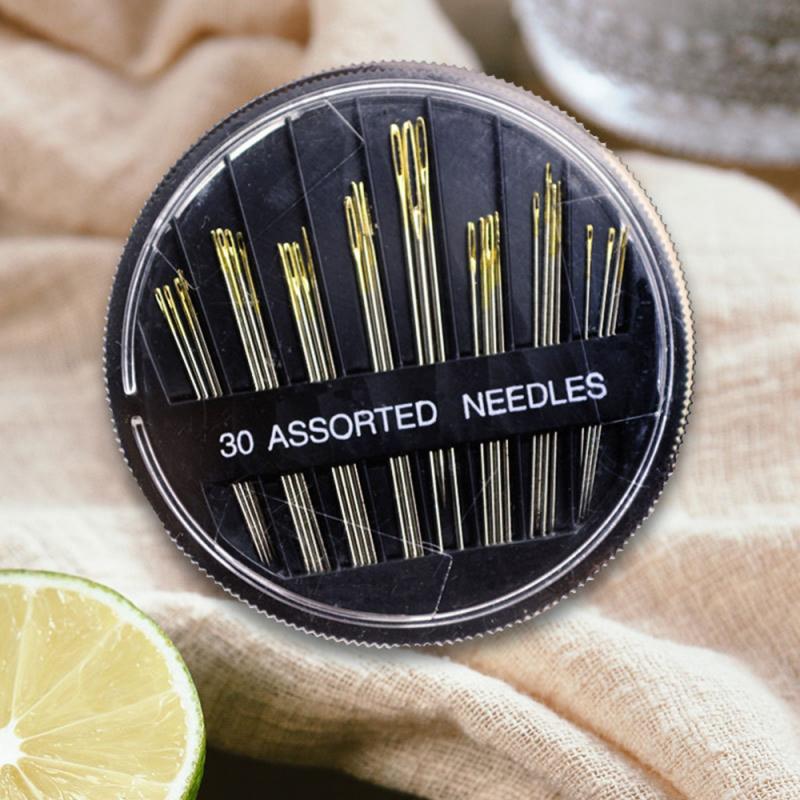 30Pcs Set Sewing Needles Large Eye Cross Stitch Needles Craft Embroidery Tool Hand Sewing Needle With Storage Round Box