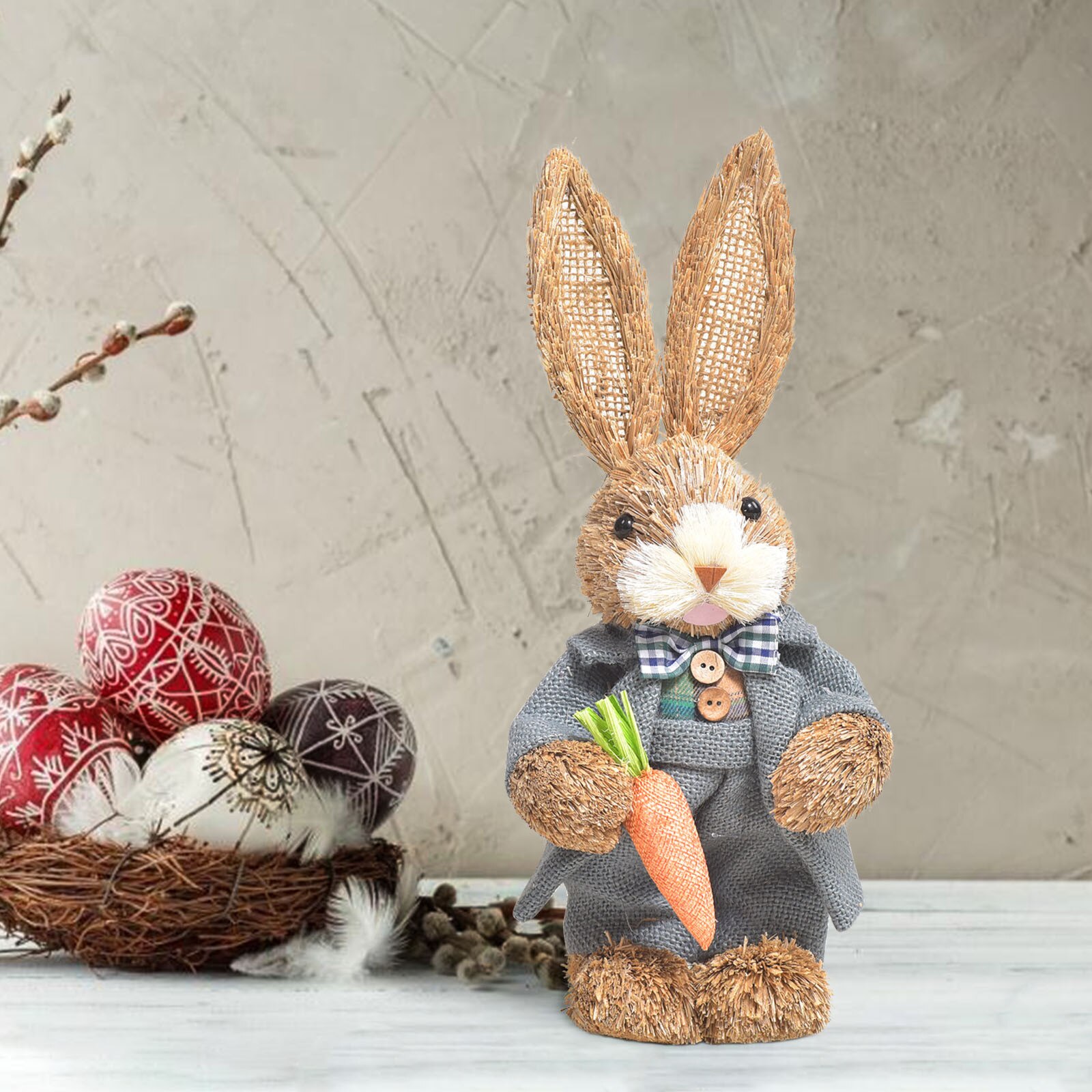 4 Paashaas Simulatie Huis Tuin Bunny Decoratie Creatieve Stro Bunny Huis Tuin Konijn Ornamenten Home Decoratie