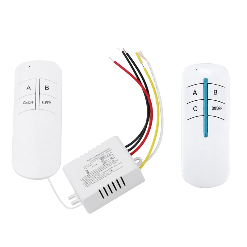 2 Set 220V ON/OFF Digital Wireless Light Lamp Home Wall Corridor Switch Splitter Box Durable Remote Control - 3 Port & 2 Port