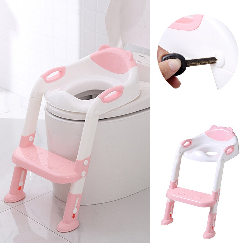 Baby Child Potty Toilet Kids Potty Toilet Trainer Seat Step Stool Ladder Adjustable Training Chair Training Folding Seat 2Colors