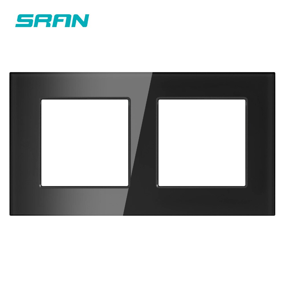 SRAN Blank panel without Installing iron plate 153mm*82mm white crystal glass switch socket panel for F series: Black F6 Panel