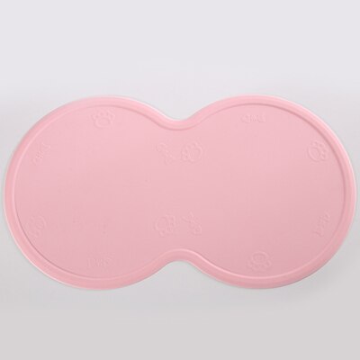 Silicone Waterproof Pet Feeding Mat Double Dog Bowls Dog Wear-resistant Pet Water Food Holder Cat Feed Bowl Mats: Pink