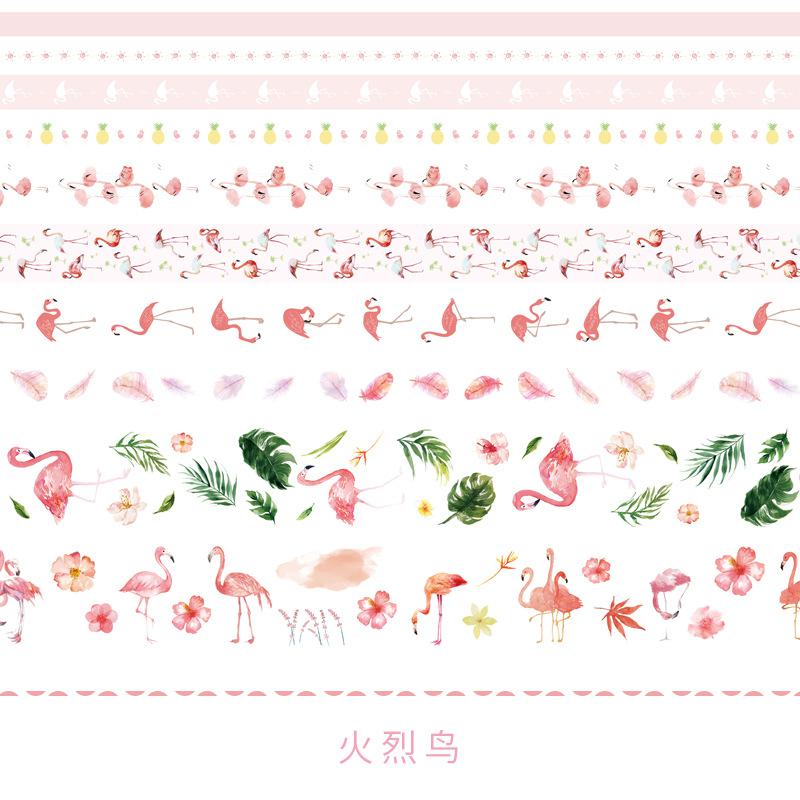 Cinta adhesiva decorativa para álbum de recortes, conjunto de cinta Washi de flamenco, medusas, Coral Kawaii, papelería japonesa, 10 Uds.: H