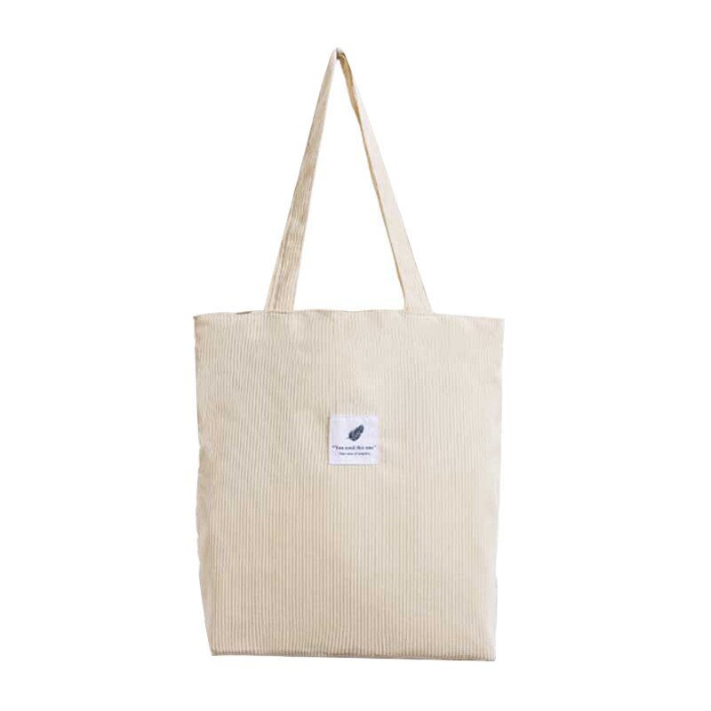 Corduroy Shopping Bag for Women 2022 Female Girls Casual Handbags Soft Reusable Fabric Affordable Shopper Shoulder Totes Bags: white
