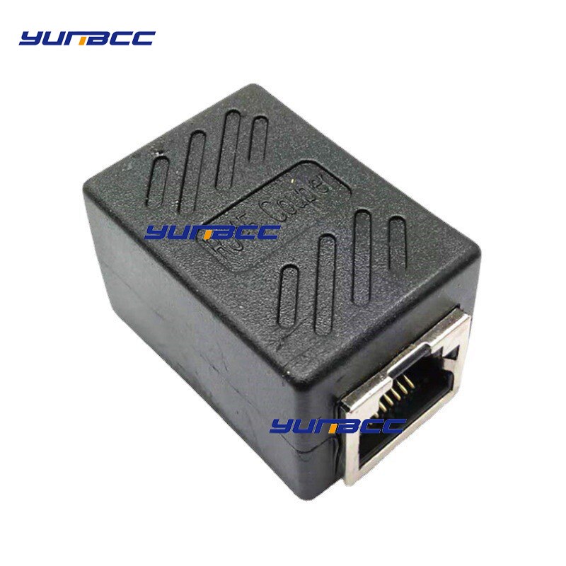 2 Pcs RJ45 network cable connector butt joint double-through head module network cable extension PCB shield extender