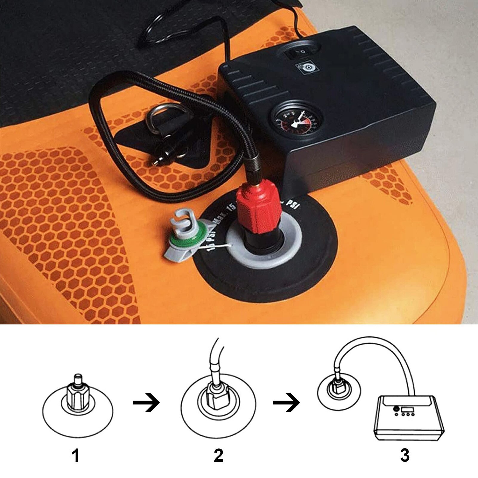 Opblaasbare Roeiboot Sup Luchtpomp Adapter Opblaasbare Paddle Rubberboot Kajak Air Valve Adapter Band Compressor Converter 4 Nozzle