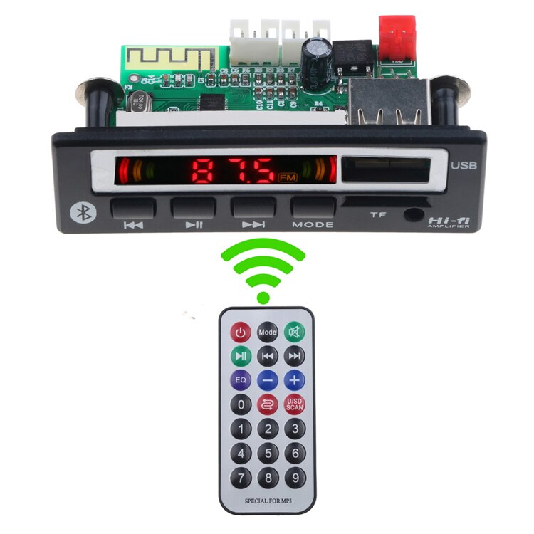 Placa decodificadora bluetooth wma wav 5v 12v, módulo de áudio sem fio tela colorida usb tf rádio fm para acessórios automotivos