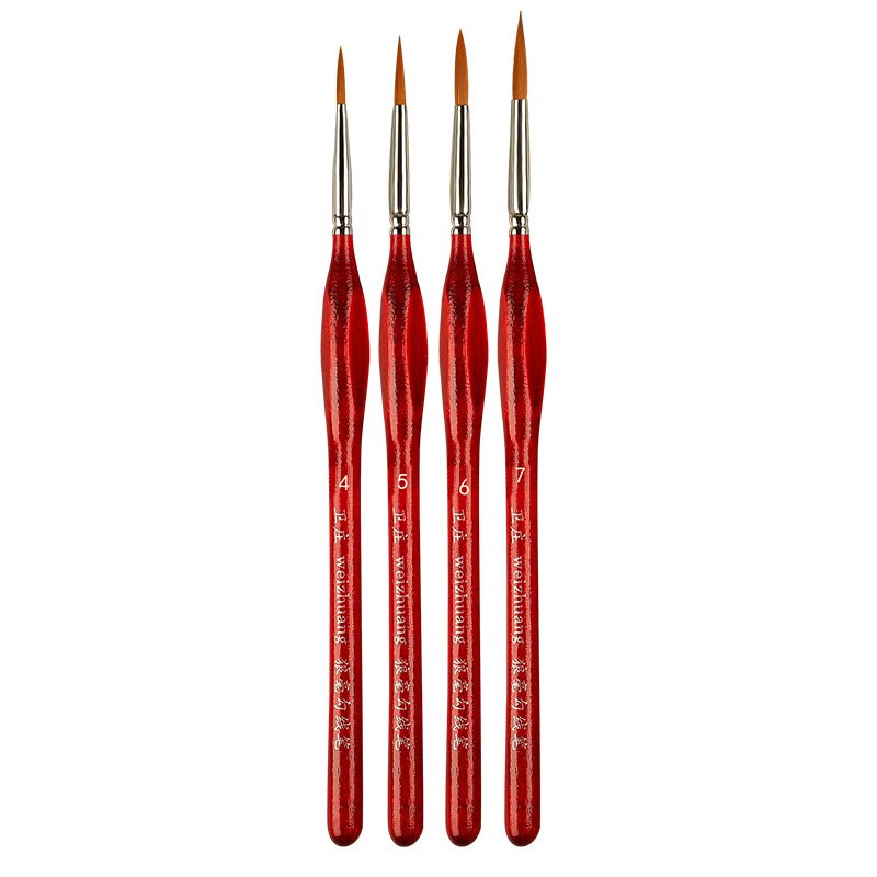 1 conjunto vermelho/preto multiuso de madeira pintura a óleo canetas números pincéis esboço caneta pintura suprimentos acessórios artísticos: 4pcs Set red L