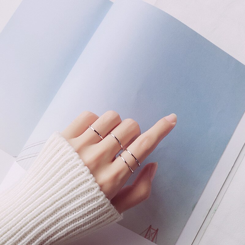 Modian Open Adjustable Slim Ring for Women Authentic 925 Sterling Silver Stackable Simple Ring Fine Jewelry Accessories