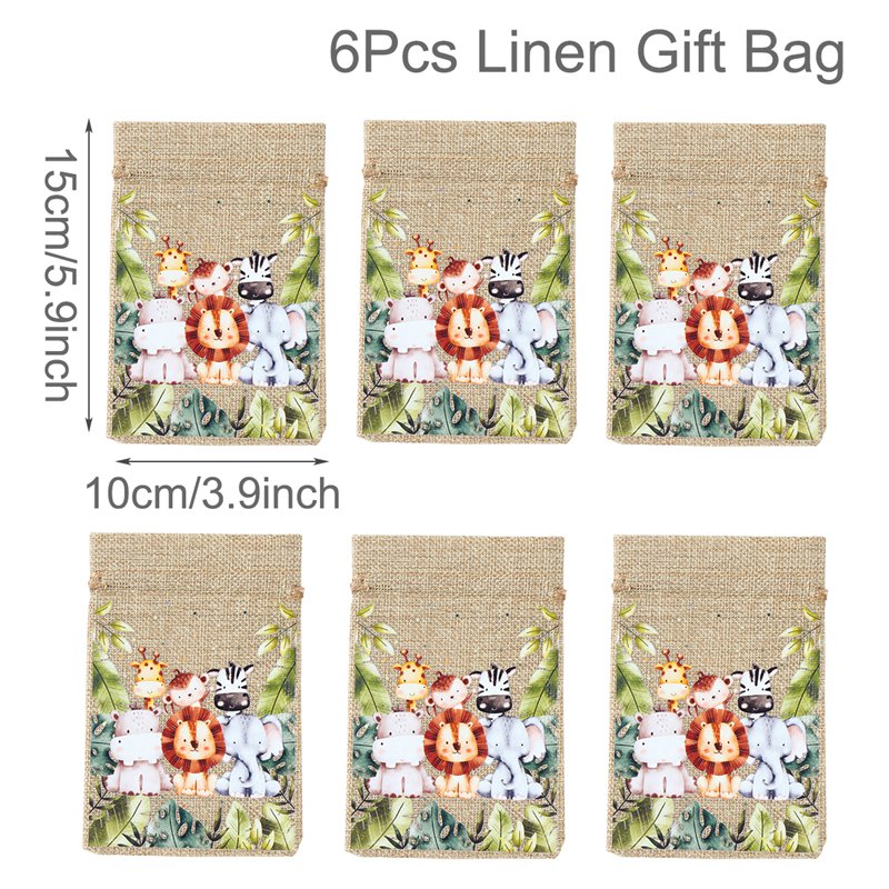 Sacs à bonbons animaux de la Jungle, 6 pièces, décoration de fête d'anniversaire Safari pour enfants sauvages un arc-en-ciel papillon dinosaure Biscuit sac d'emballage: Bleu profond