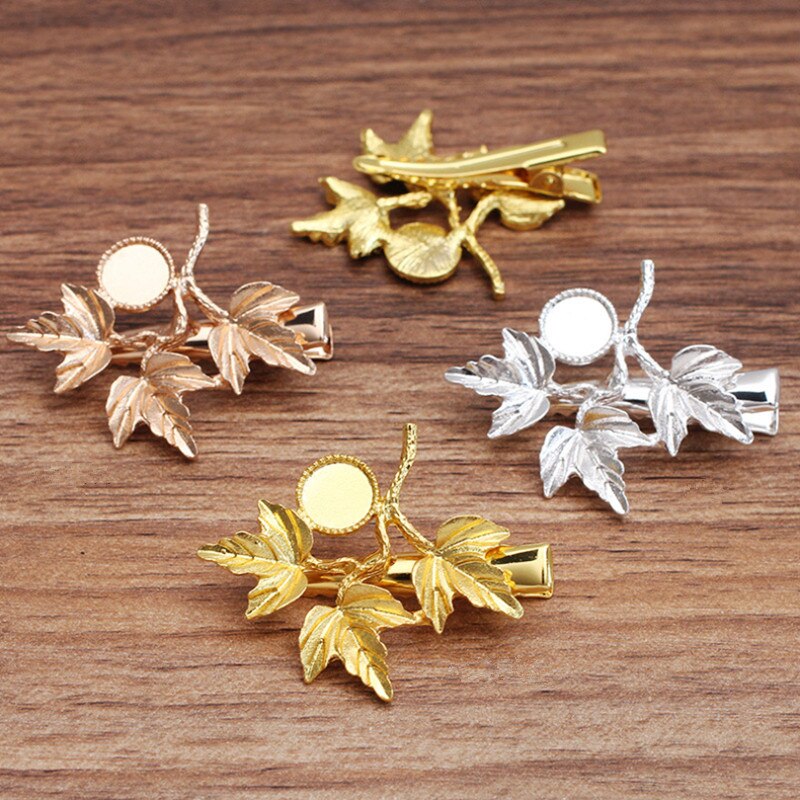 5Pcs 33X40Mm Alloy Maple Leaf Eendenbek Clip Haar Vorken Haarspeld Haar Dragen Bevindingen Voor Diy haarspelden Dagelijks Leven Craft