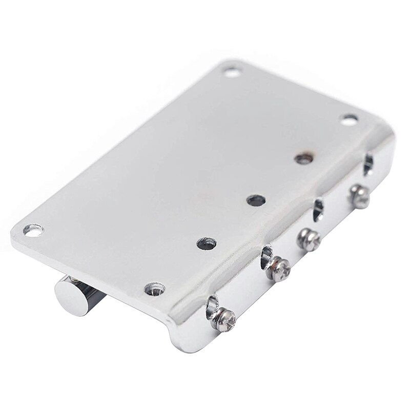 Puente de guitarra de bajo fijo de cola dura Compatible con 4 cuerdas de bajo de Jazz o bajo de precisión estilo bajo guitarra de carga superior cromado
