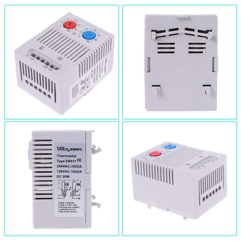 ZR011 contrôleur de température réglable | Petit ventilateur de chauffage compact, ventilateur de connexion thermostat double, pour armoire ZR 011