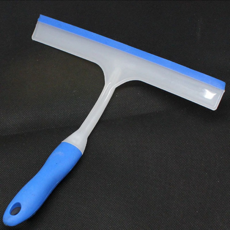 Shower Squeegee for Glass Door Wall Scraper Cleaner with Silicone Holder Bathroom Mirror Wiper Rubber Blade Water Remover Tool: Dark Grey